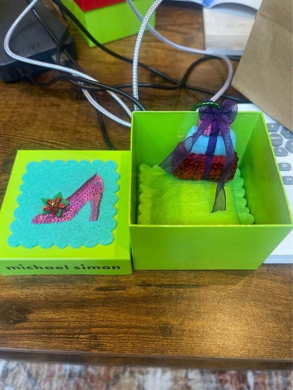Michael Simon Gift Stack Ornament with Box